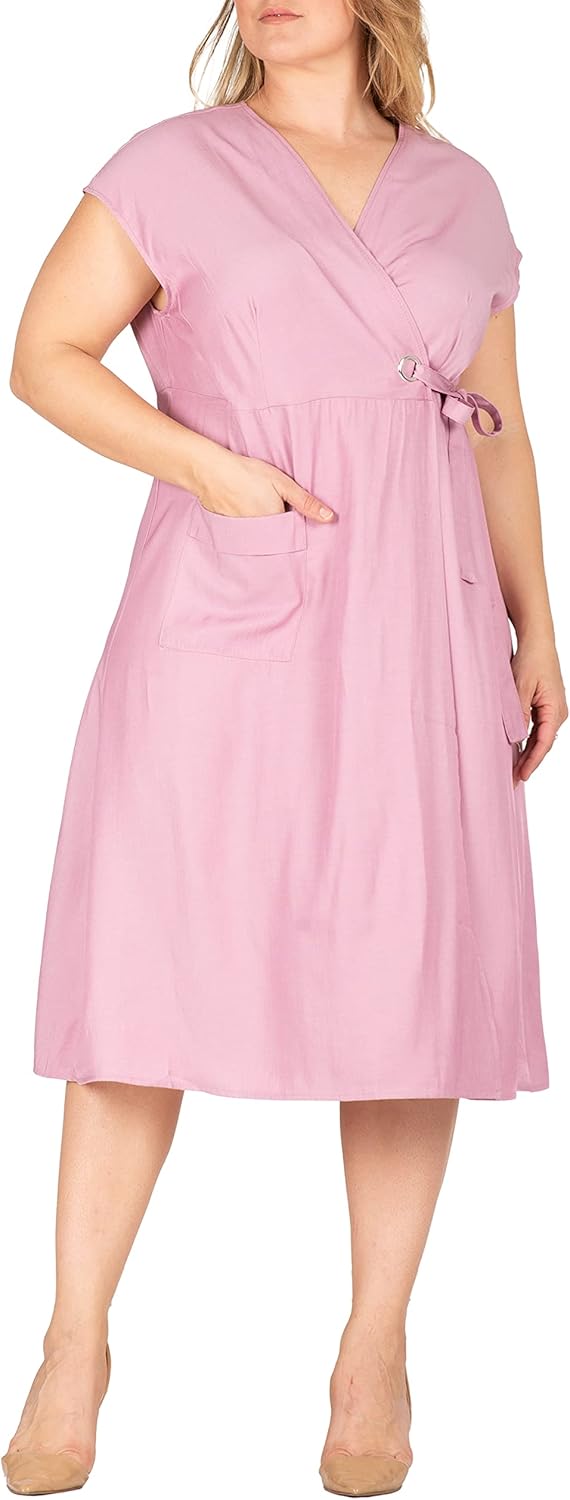 Standards & Practices Women's Plus Size V-Neck A-Line Tencel Denim Maxi Dress
