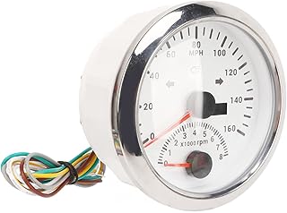Marine Speedometer, Red Backlight Rust Proof GPS Speedometer Speed Display 0 To 160MPH Short Start Up Time for Vehicle(White Dial Silver Bezel)