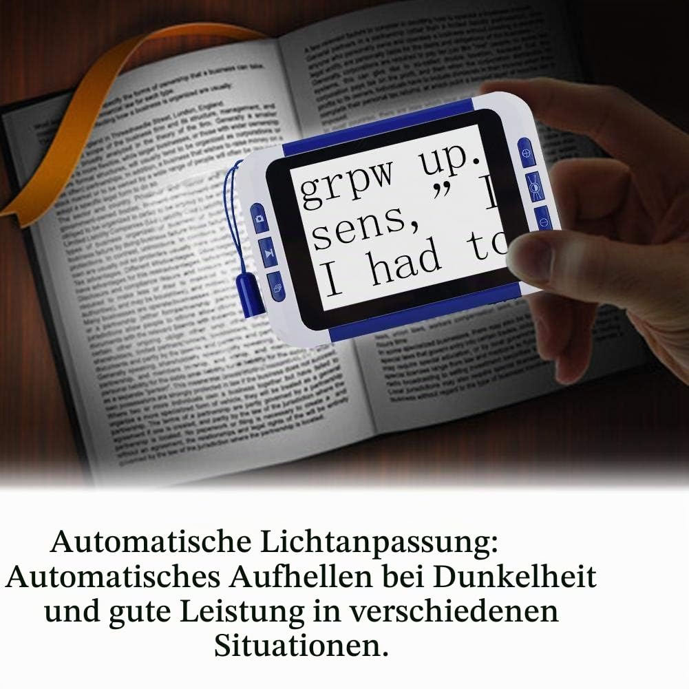 Diyeeni Portable Digital Video Magnifier, 2-32x Elektronische Lesehilfe Leselupen mit 3.5 Zoll TFT Display, 32GB TF Karte, Automatische Beleuchtungsanpassung, Sehhilfe Lesehilfe