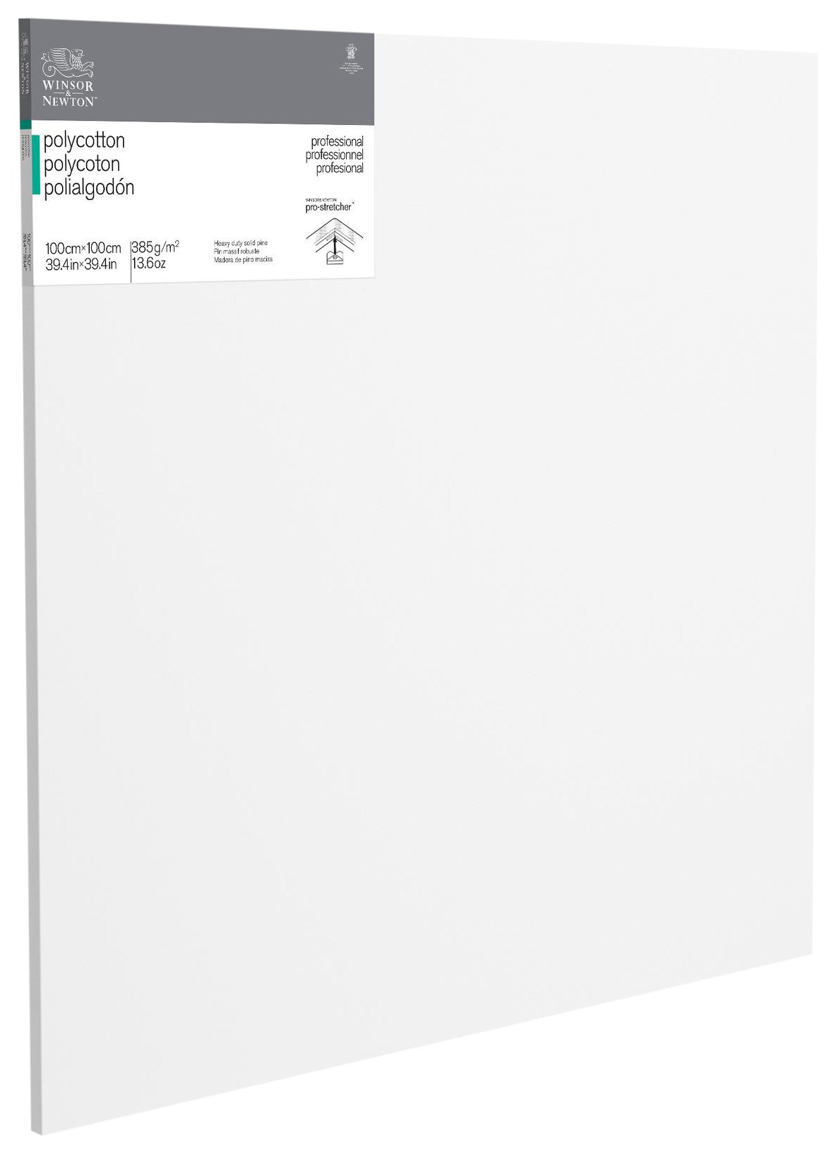 Winsor & Newton 6206001 Professional Keilrahmen aus Baumwollmischgewebe, 385 g/m², 3-fach grundiert, mittlere Körnung, ideal für die Ölfarben und Acrylfarben - 100x100cm