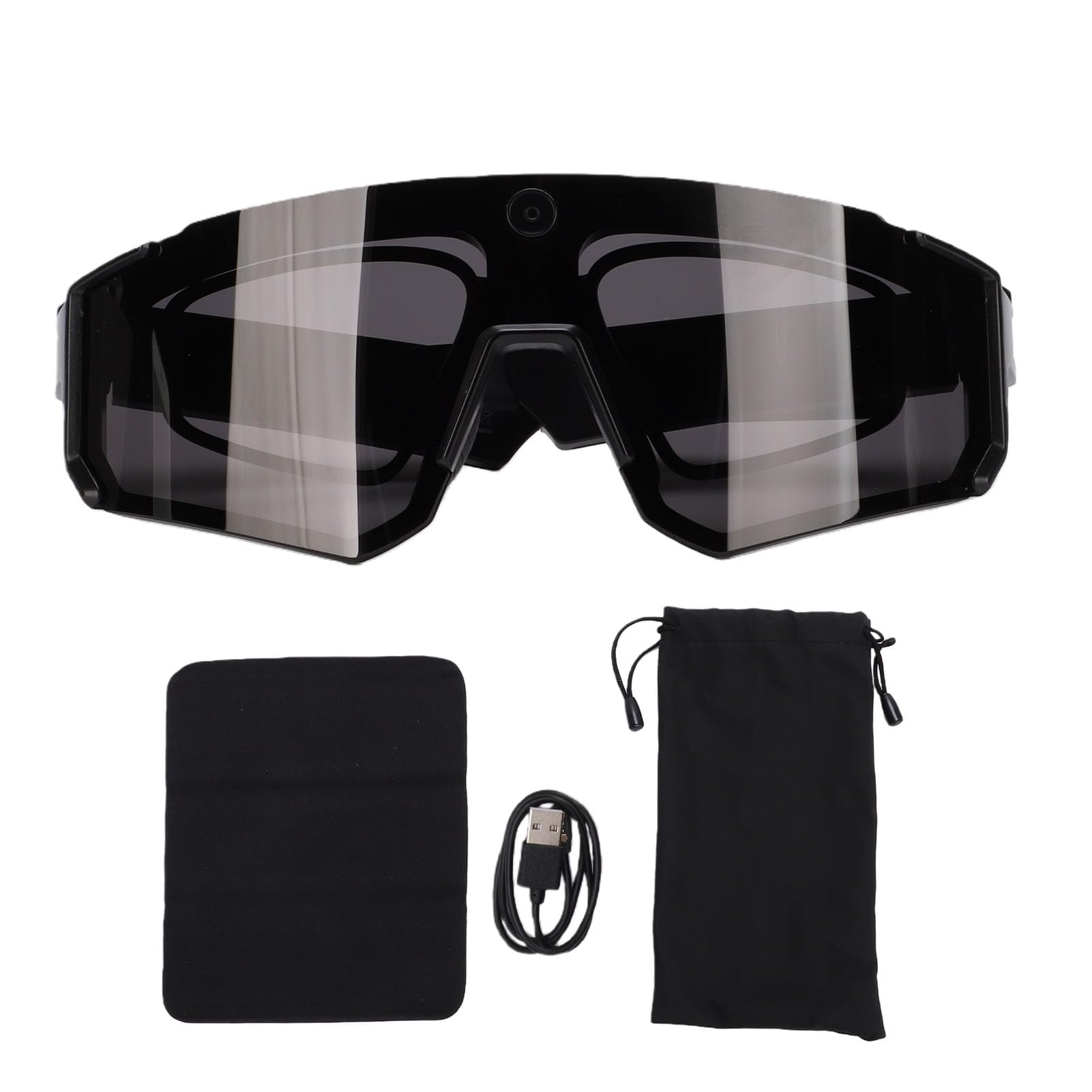 Gafas Inteligentes 4K AI, Cámara de 8MP Gafas Deportivas Bluetooth con Control por Voz, Estabilización EIS, IP54 para Ciclismo Esquí Senderismo (Black)