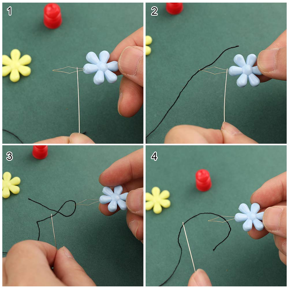 50 agujas para bordar, 2 tamaños, agujas de bordar, extra finas, agujas de cuentas de ojo grande, agujas largas rectas, agujas de coser a mano con 2 enhebradores