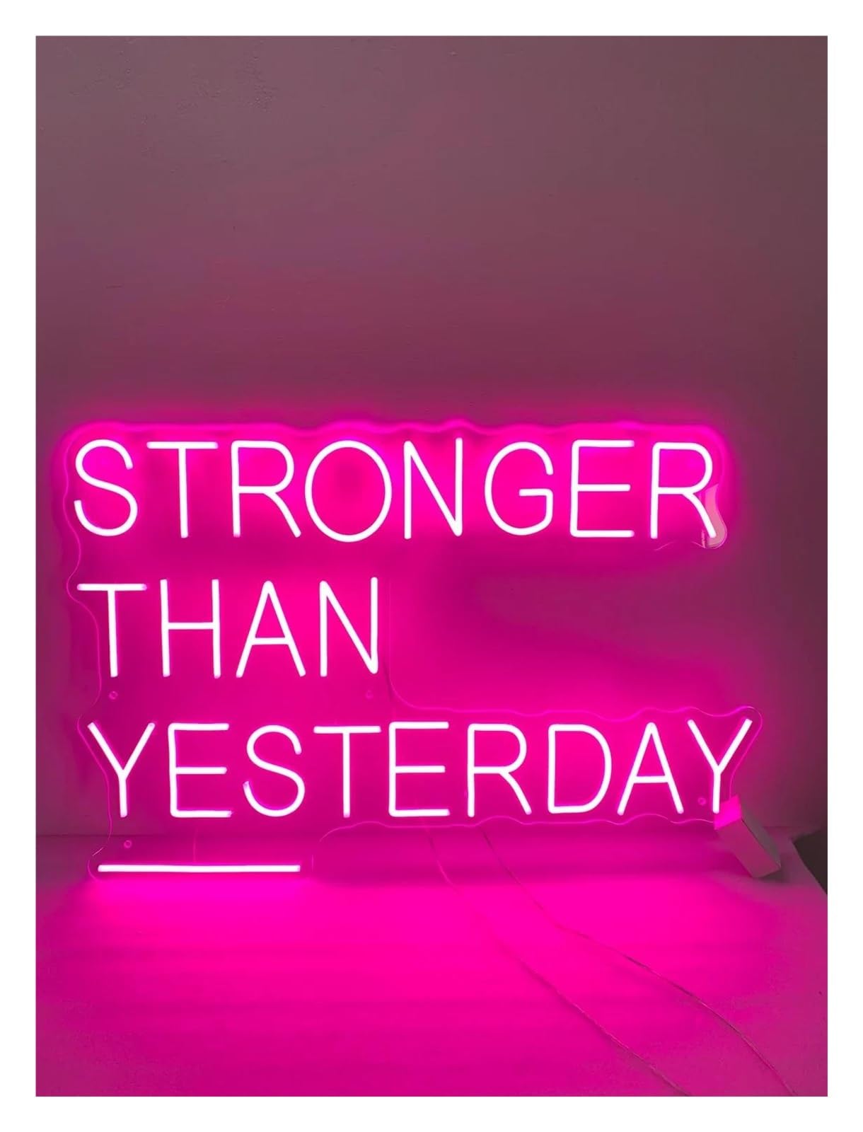 SHOUXI Sign Lamp Stronger Than Yesterday Neon Sign, Gym Sign, Home Gym Decor, Wall Decor(A,50cm)
