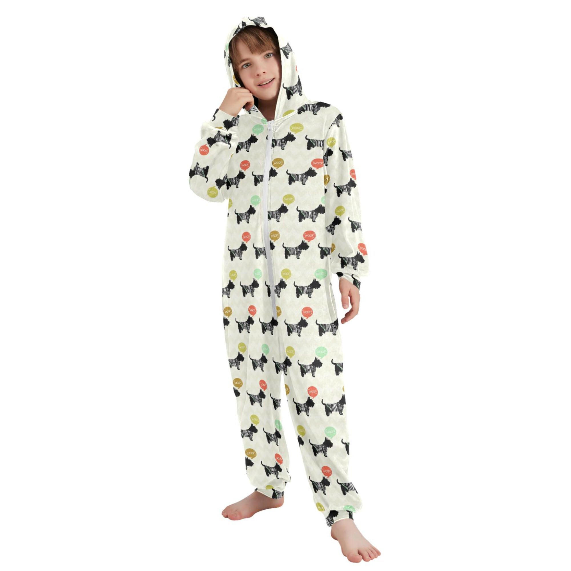 Pigiama intero in flanella con cappuccio e cerniera, tuta abbinata per bambini e gatti, bella da indossare con occhiali, morbida e calda, abbigliamento sportivo per la casa, 5-6T