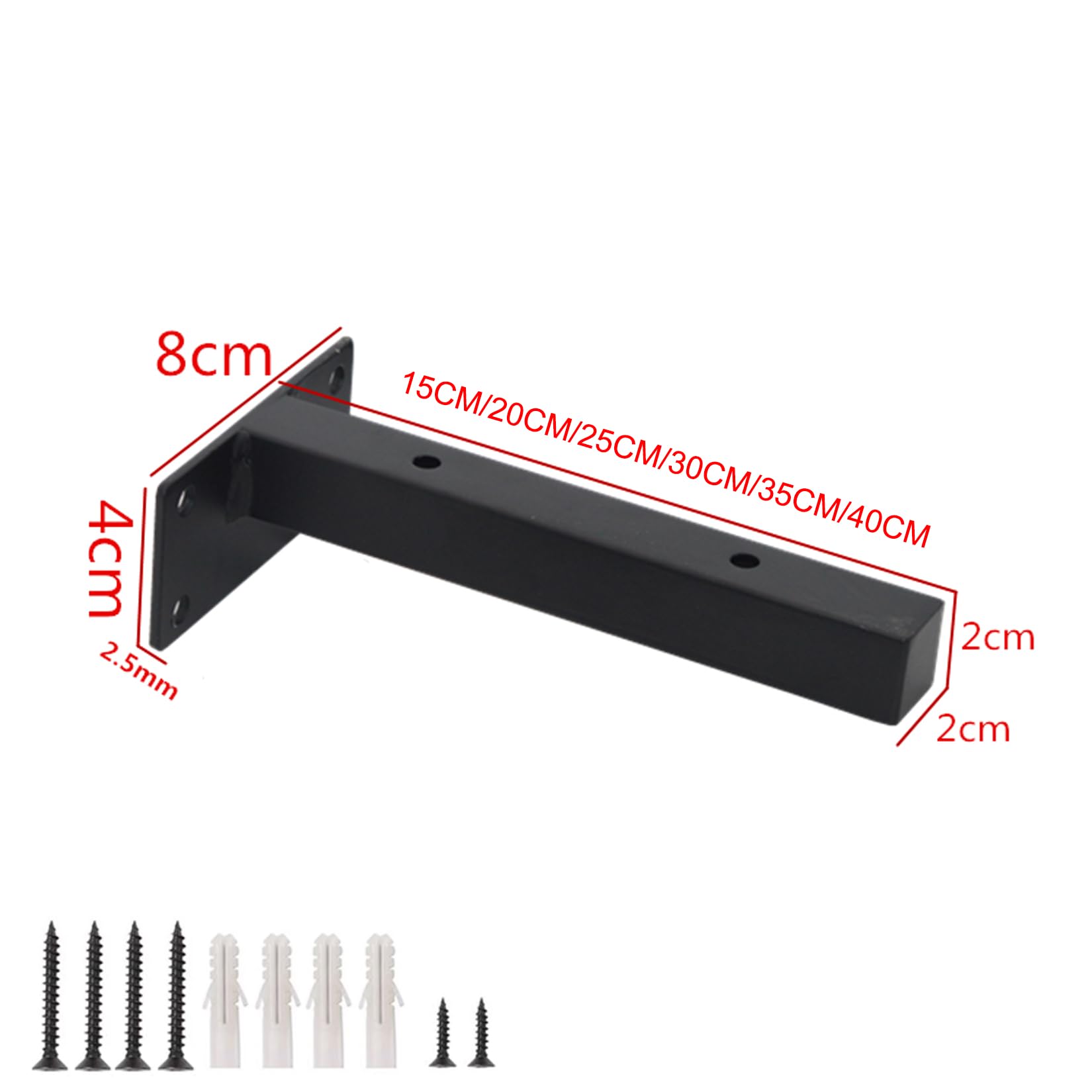 2 x Escuadras Para Estanterias,Soportes para Estantes Pesados,Escuadra Metálica para Baldas,Palomilla para Estanterías de Pared,para Salón,Cocina,Dormitorio,con Tornillos (40cm,Negro)