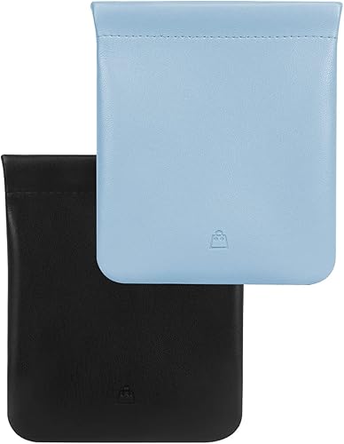 Classycoo Bolsa de cosméticos de piel sintética, paquete de 2 unidades, bolsillo de maquillaje pequeño portátil de viaje, impermeable, mini bolsa de