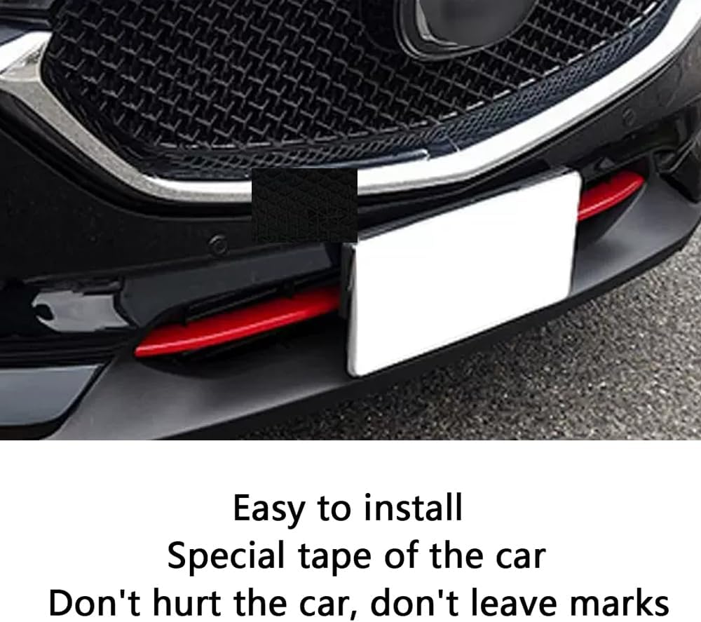 Car Accessories Exterior Front Lower Center Grille Grill Cover Trim Molding Compatible With with Mazda CX-5 CX5 2017 2018 2019 2020 2021 (Red) 2PCS ABS