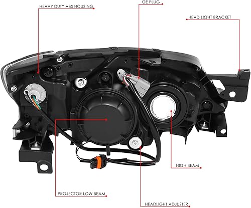 Miniatura 6 de DNA MOTORING HL-OH-SIMP08-BK-CL1 - Par de faros delanteros de luz baja compatible con Subaru Impreza 08-11, carcasa negra/lente