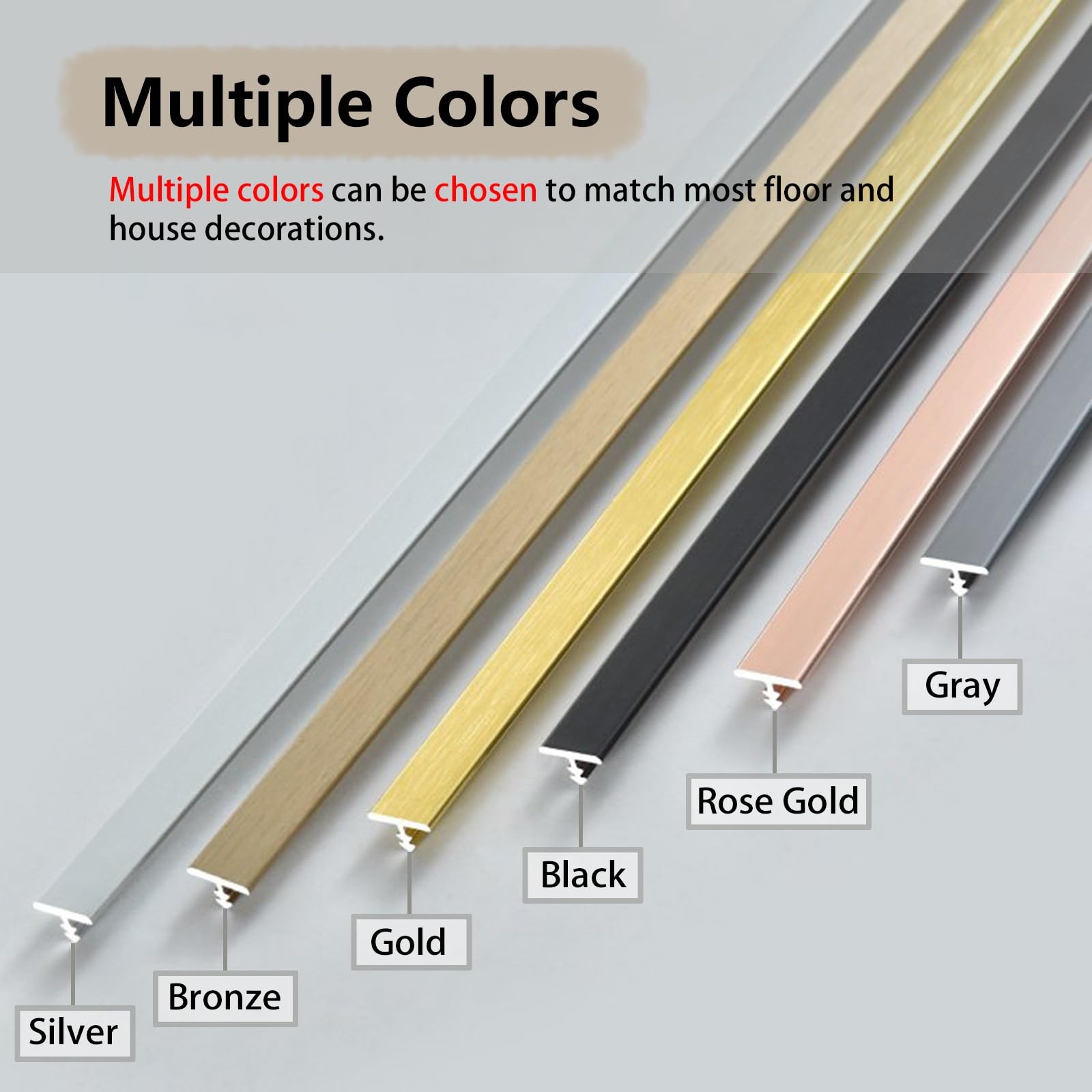Soglia di Dislivello Pavimento Striscia Di Transizione Per Pavimenti A Forma Di T Con Perni, Strisce Di Soglia, Per Colmare Gli Spazi Tra Pavimenti In Piastrelle Di Colore Simile(Gold,1.9m/75in)
