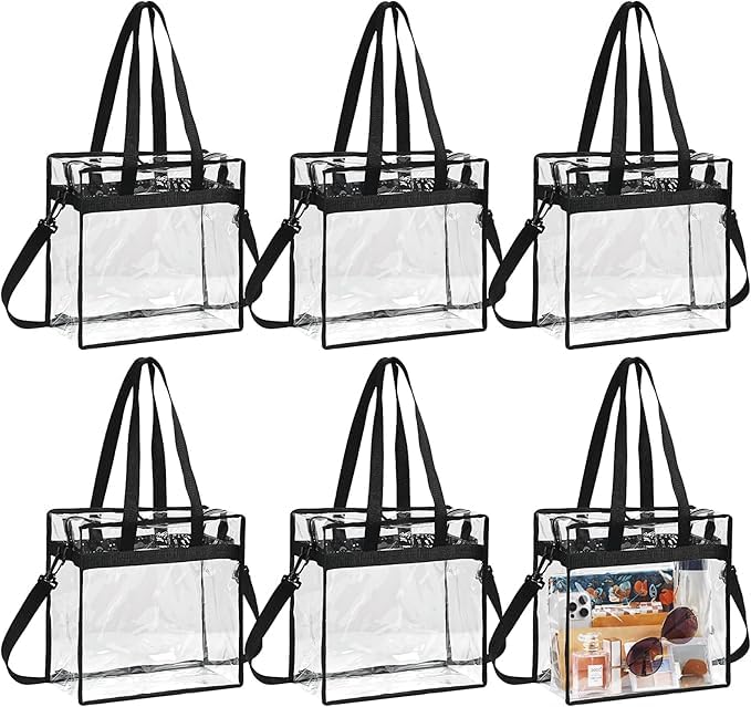 Sacs fourre-tout transparents en vrac avec poignées et fermeture éclair pour concert