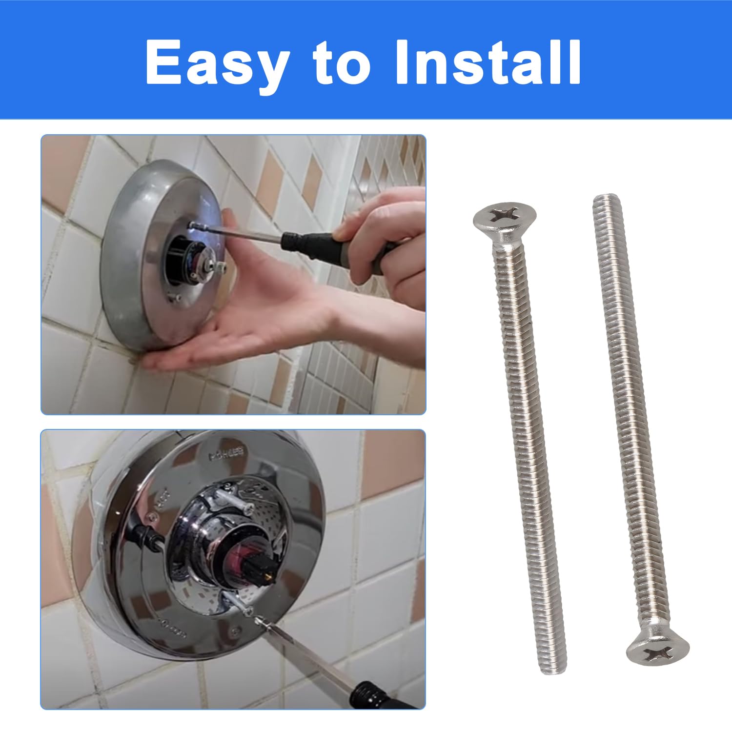 2PCS Stainless Steel Escutcheon Trim Screws Compatible with Delta Bathtub Shower Trim Cover Plates Replace#: RP196