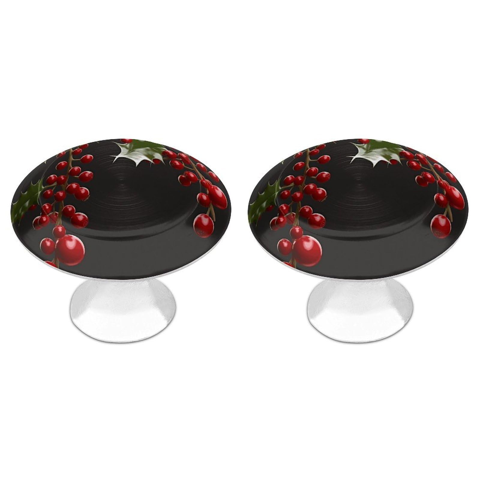 Btcowzrv Style Holly Berry Branches 2 Pack Cabinet Knobs Drawer Pulls