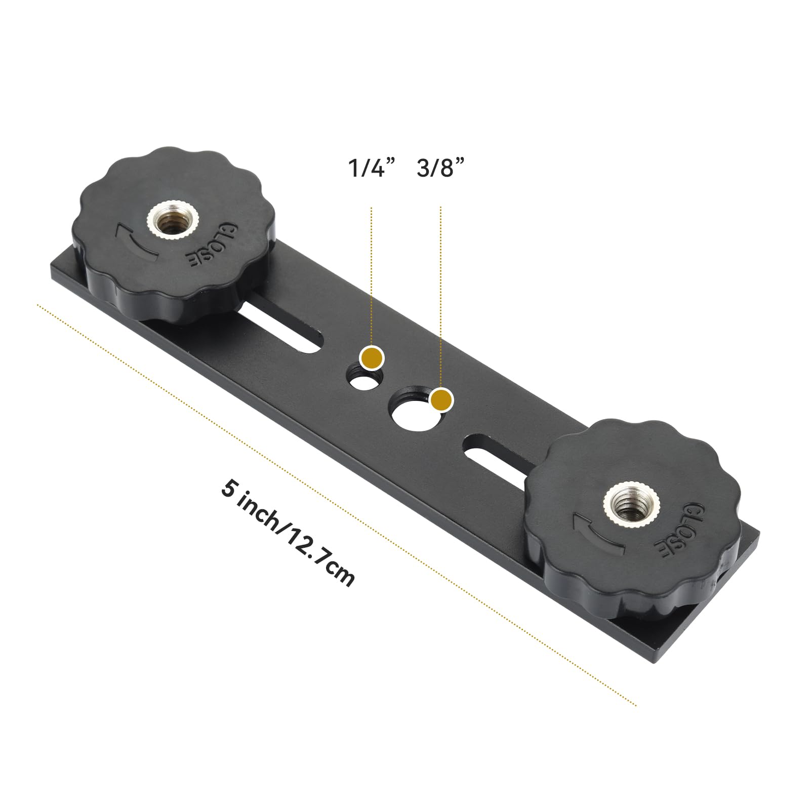 UTEBIT 5 cali podwójna lampa błyskowa, aluminiowa szyna błyskowa ze śrubami 1/4" i 3/8", uchwyt lampy błyskowej do aparatu z podwójnym pazurem do lustrzanki, światło LED