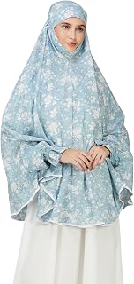 ANA Maham Blue Floral Prayer Dress – Pure Cotton Namaz Makhna with Tie Knot | Lightweight, Breathable for Hajj, Umrah & Salah Price In India