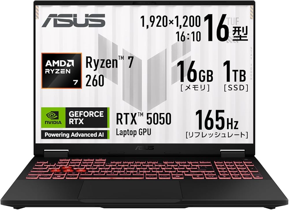 Amazon.co.jp: ASUS ゲーミングノートPC TUF Gaming A16 FA608UH 16