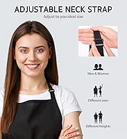 Vista 5 de Syntus Delantal ajustable con 2 bolsillos, delantales de cocina para mujeres, hombres, chef