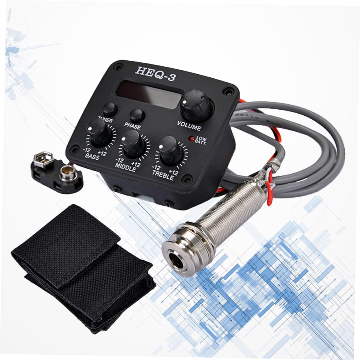 Toddmomy Acoustic Guitar Preamp Piezo Pickup with Bands Eq Equalizer and LCD Tuner Essential Accessory for Accurate Tuning Noisy Rooms Easy Installation Black