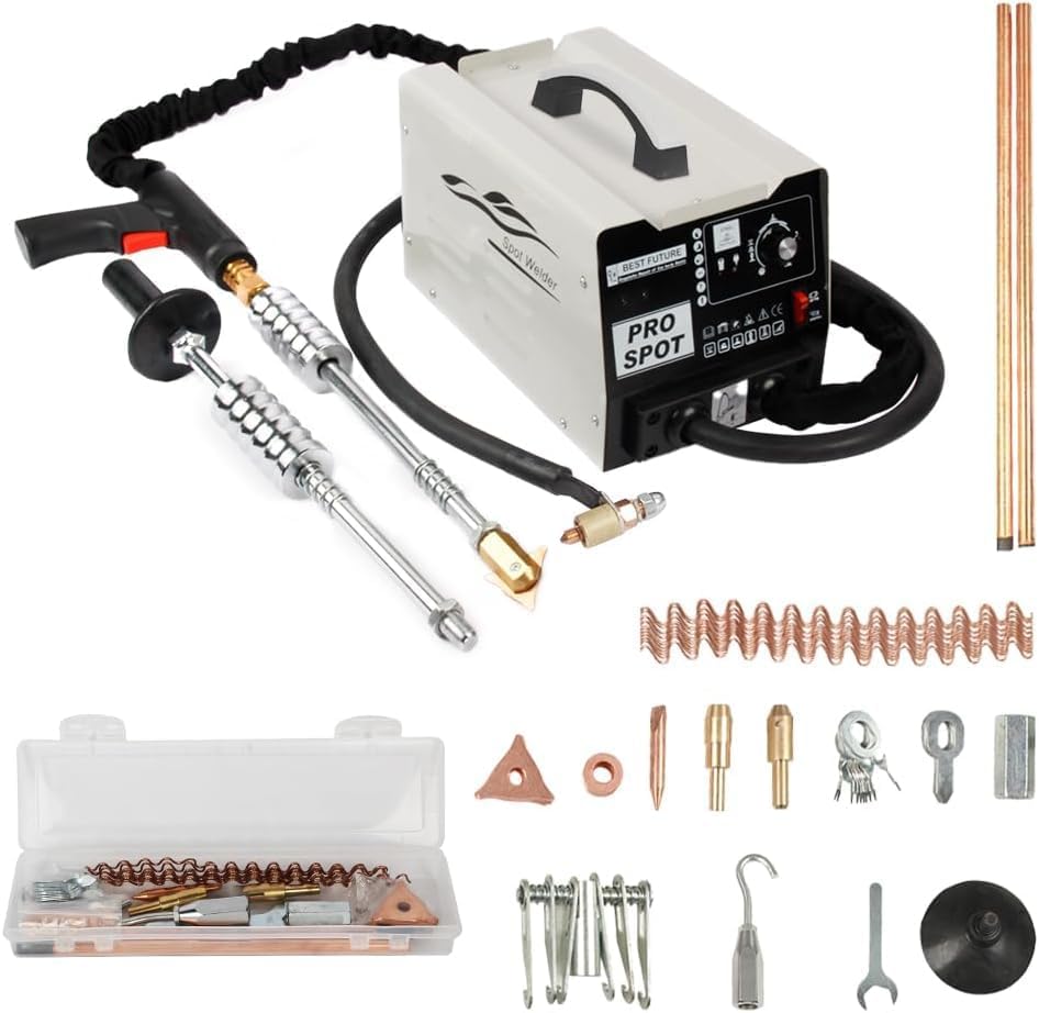 BELEY 110V Stud Welder Dent Repair Kit, 2000W Car Body Welder with 6 Welding Mode & 16 Attachments, 3800A Dent Puller Machine Bonnet Door Repair Tools Kit
