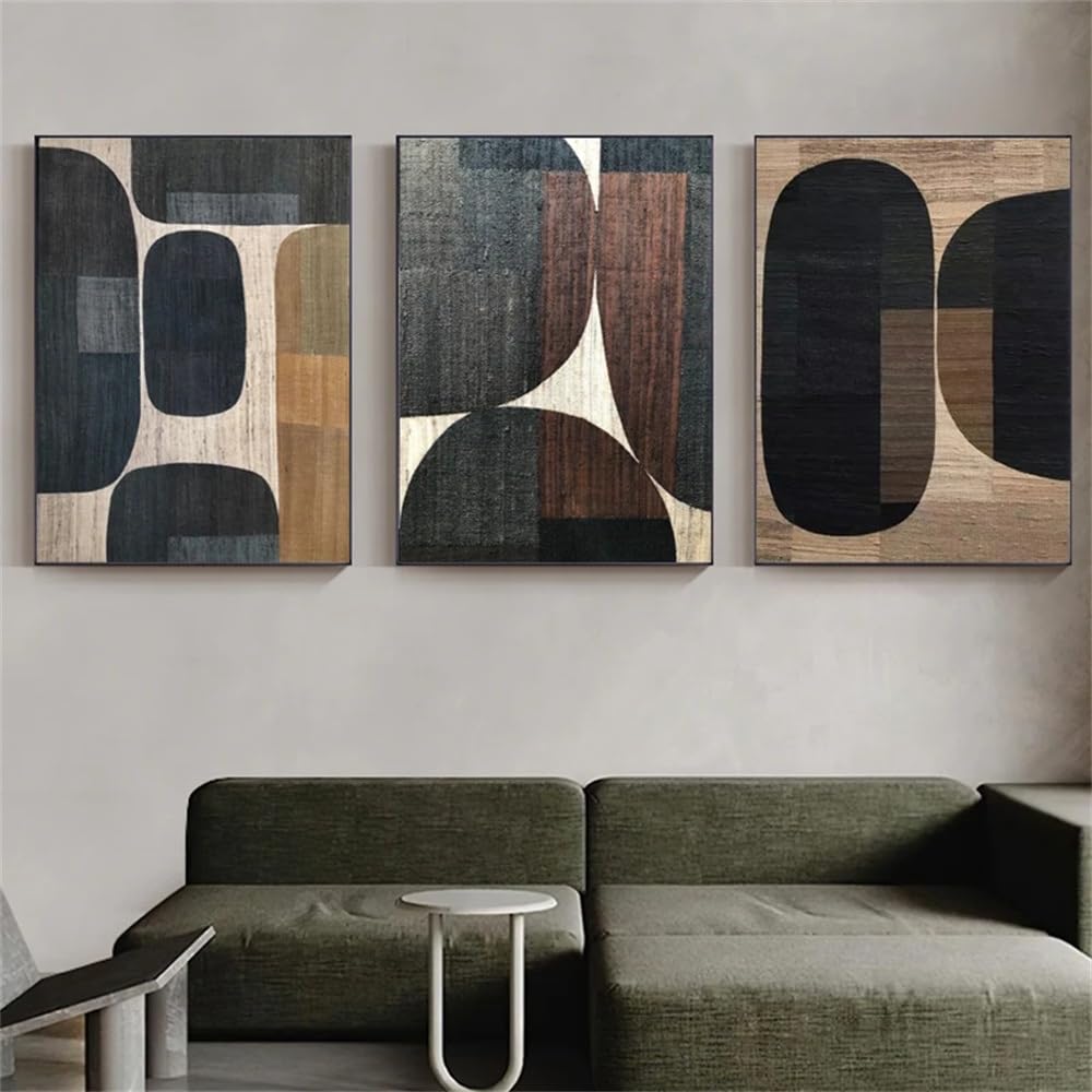 WUHBCZ Art Pictures-Abstract Retro Black Geometry Posters and Prints Canvas Painting Wall Art Pictures Artwork for Living Office Room Home Decor-50 * 70cm/3PCS (No Frame)