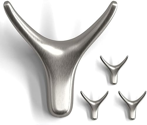 Miniatura 8 de Paquete de 4 ganchos negros para abrigos, ganchos decorativos de metal de doble punta para colgar toallas, batas en baños, cocina