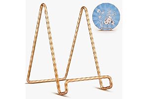Teamkio Set of 2 Antique Gold 6-Inch Metal Plate Display Stands
