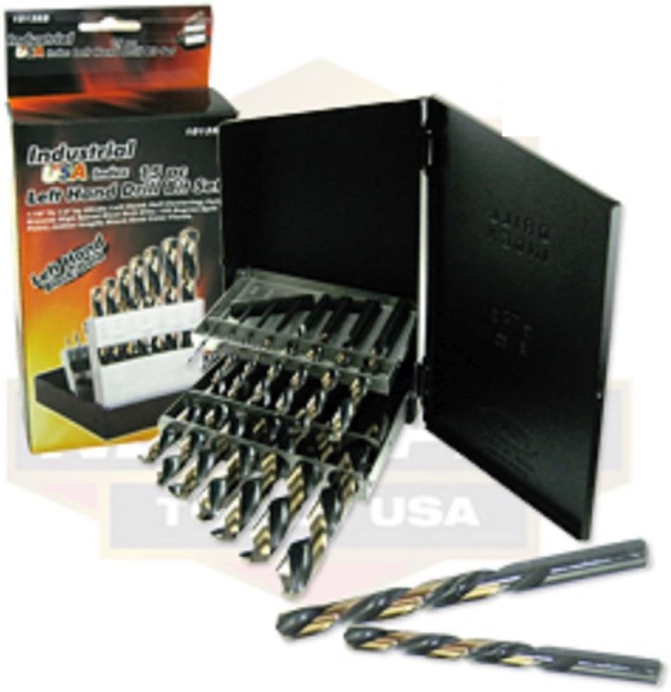 15 pc Left Hand Drill Bit Set Black/Gold Finish HSS Split