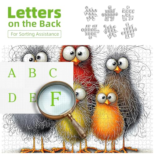 Whimsical Chicken Puzzle for Adults 500 Pieces, Abstract Colorful Funny Chicken Jigsaw Puzzle Cute Animal Artwork for Home Decor, Stress Relief Family Entertainment Game, 20x20 Inches by Deepcom - Image 2