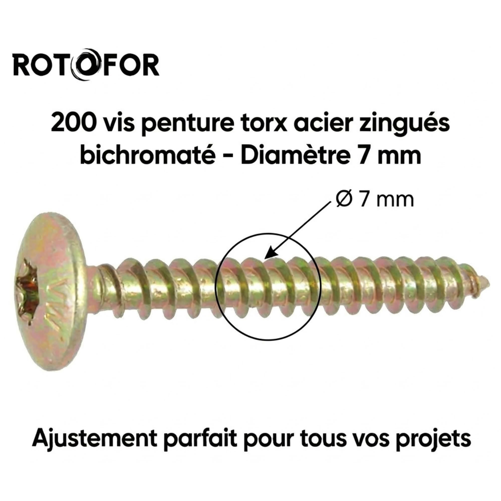 200 Vis Penture Torx acier bichromatées (jaune/or) 7 X 30