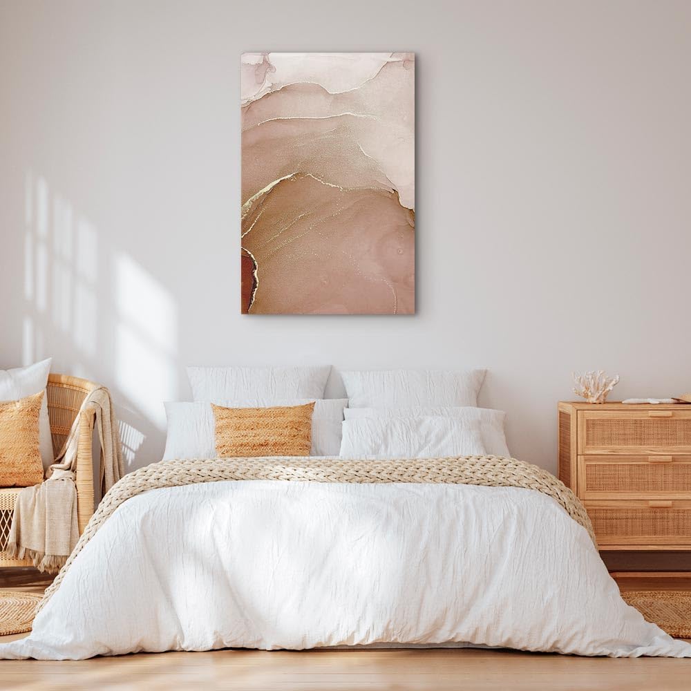 artgeist Acoustic Canvas Wall Art Print Abstract 24x35 in - 1pcs Picture with Acoustic Foam Sound Print Artwork Room Acoustics Soundproofing Sand Beige f-C-0437-b-a
