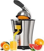 Eurolux ELCJ-1700 Electric Citrus Juicer - Stainless Steel, 120W Powerful Motor, Seedless Filter, One-Touch Operation, Dishwasher Safe