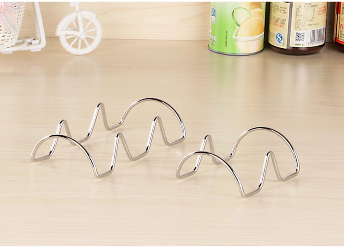 2 Pcs Grid Stainless Steel Taco Holder Stackable Food Rack