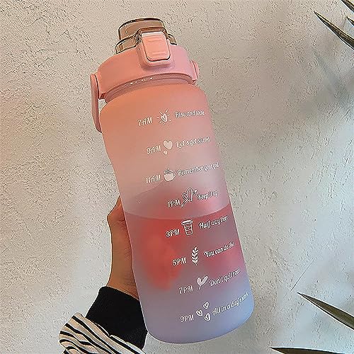 CLoxks 2L Water Bottle Straw Sports Water Bottle Motivational Time Marker BPA Free with Filter Water Jug Half Gallon Water Bottle