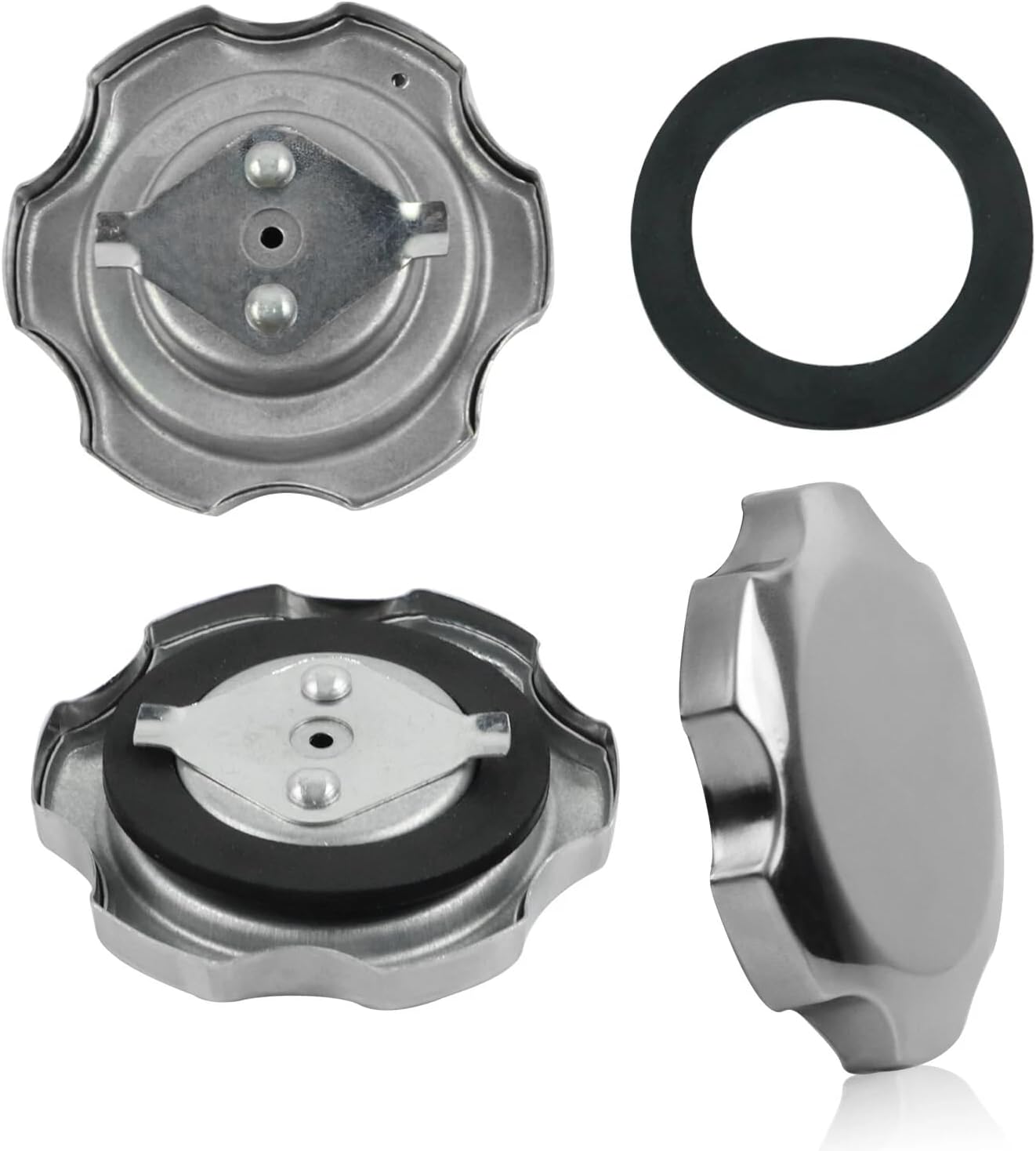 2-Piece Chrome Fuel Tank Cap Compatible with Honda GX160 GX200 GX240 GX270 GX340 GX390 Engine - Replace OEM 17620-ZH7-023 with Extra Seal