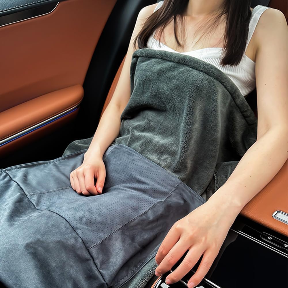 TOMSE Car Lumbar Support Blanket for Ford Mustang S650 S550 S197II S197 SN95II SN95 Coupé/Convertible 1994-2025, Premium Soft 3 in 1 Waist Support Throw Pillow Blanket,Normal-D