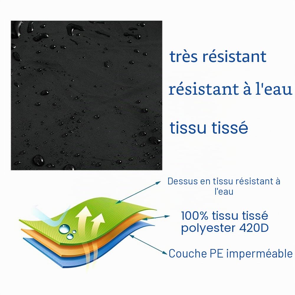 Housse de protection imperméable 210D pour balancelle de jardin 3 places - Coupe-vent et anti-UV - Pour toutes les saisons - Noir