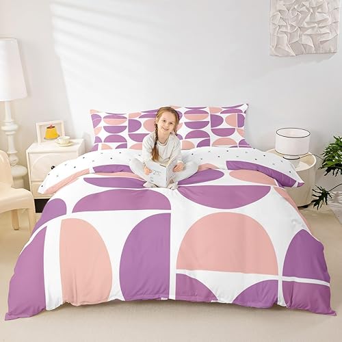 Miniatura 40 de Erosebridal Juego de funda de edredón de mediados de siglo, color naranja, retro, tamaño individual, colorido, arte moderno, geométrico, para niños,