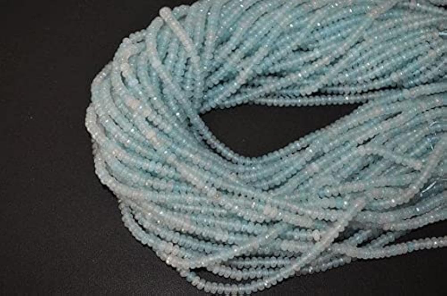 Aigue-marine naturelle perles 4mm quartz zed rondelle facettée en lot de 5 rangs 13 pouces