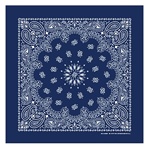 B53 100% Cotton Bandanas Made in the USA - Stylish Headband, Handkerchief, Scarf - 21 inch x 21 inch (Red, Navy, Black (6-pack)) - Thumbnail 6