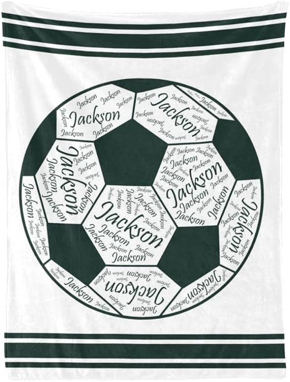 Custom Blankets Personalized Football Blankets with Name Customized Green Football Blankets for Boys Kids 30 x 40
