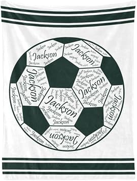 Custom Blankets Personalized Football Blankets with Name Customized Green Football Blankets for Boys Kids 30 x 40