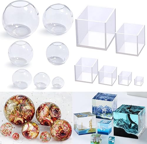 Miniatura 1 de RESINWORLD Juego de 6 tamaños de 4, 3, 2, 1.5, 1, 0.5 moldes de silicona transparente + 7 tamaños juego de 4, 3, 2.5, 2, 1.7, 1.3, 0.9 moldes de