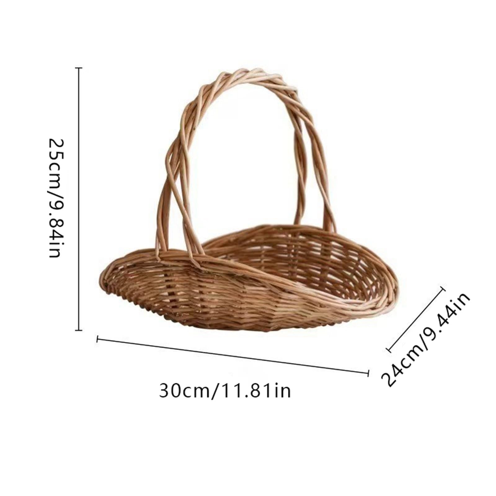 Rattan-Gartenkörbe mit Griff, Mini-Picknickkorb, Mehrzweck-Erntekorb, tragbarer handgewebter Weidenkorb, gewebte Körbe für Gemüse, Obst, 29 cm