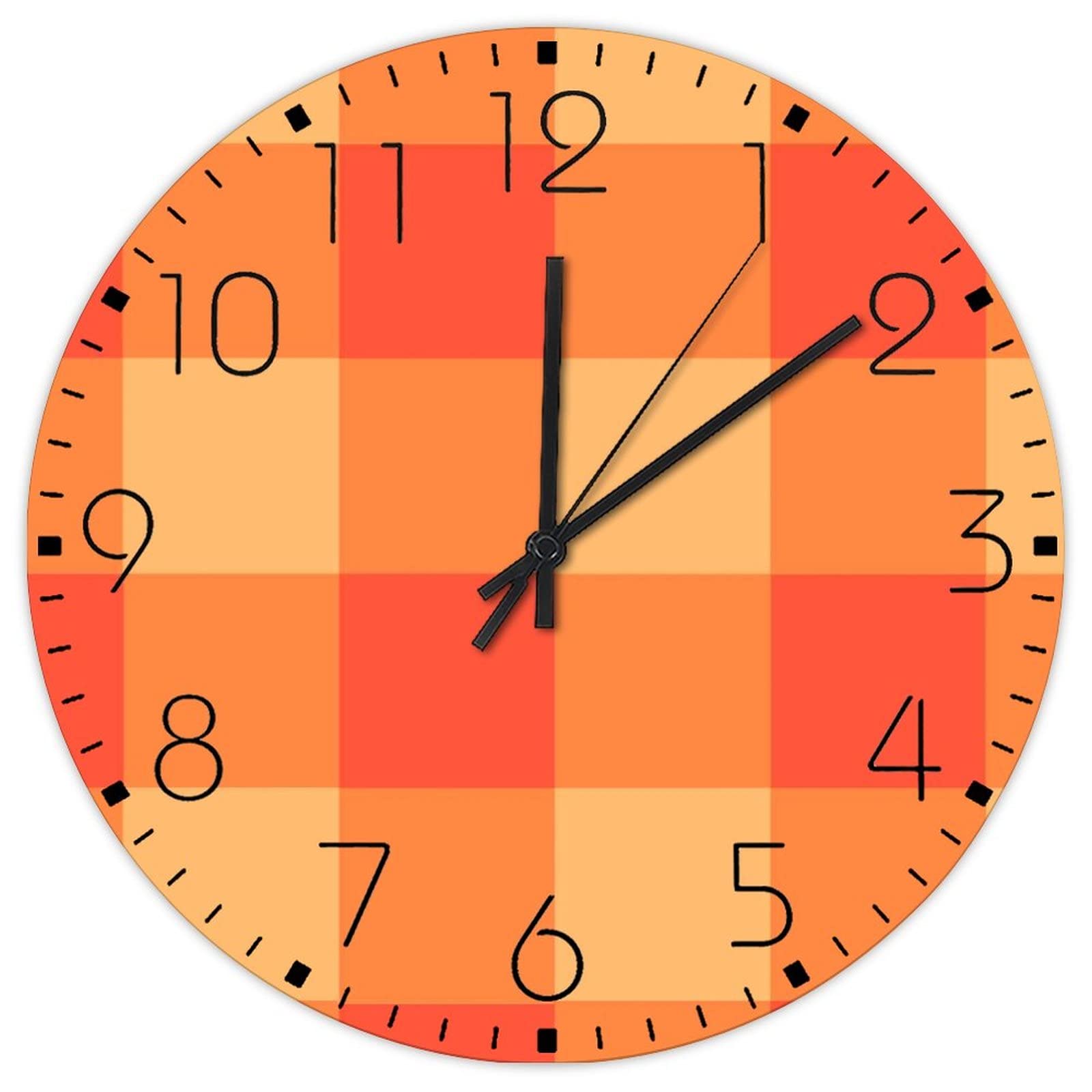 Horloge murale en bois quartz silencieuse 30 cm à motif carreaux de buffle