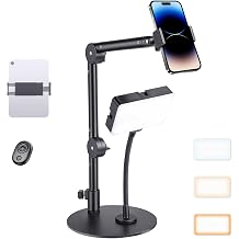 Overhead Phone Mount with Light, 360 Adjustable Height & Position