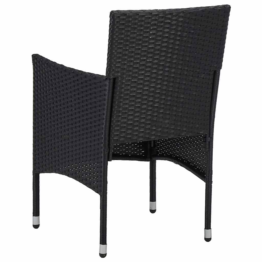 Poly Rattan krzesło ogrodowe zestaw 2 szt. czarne
