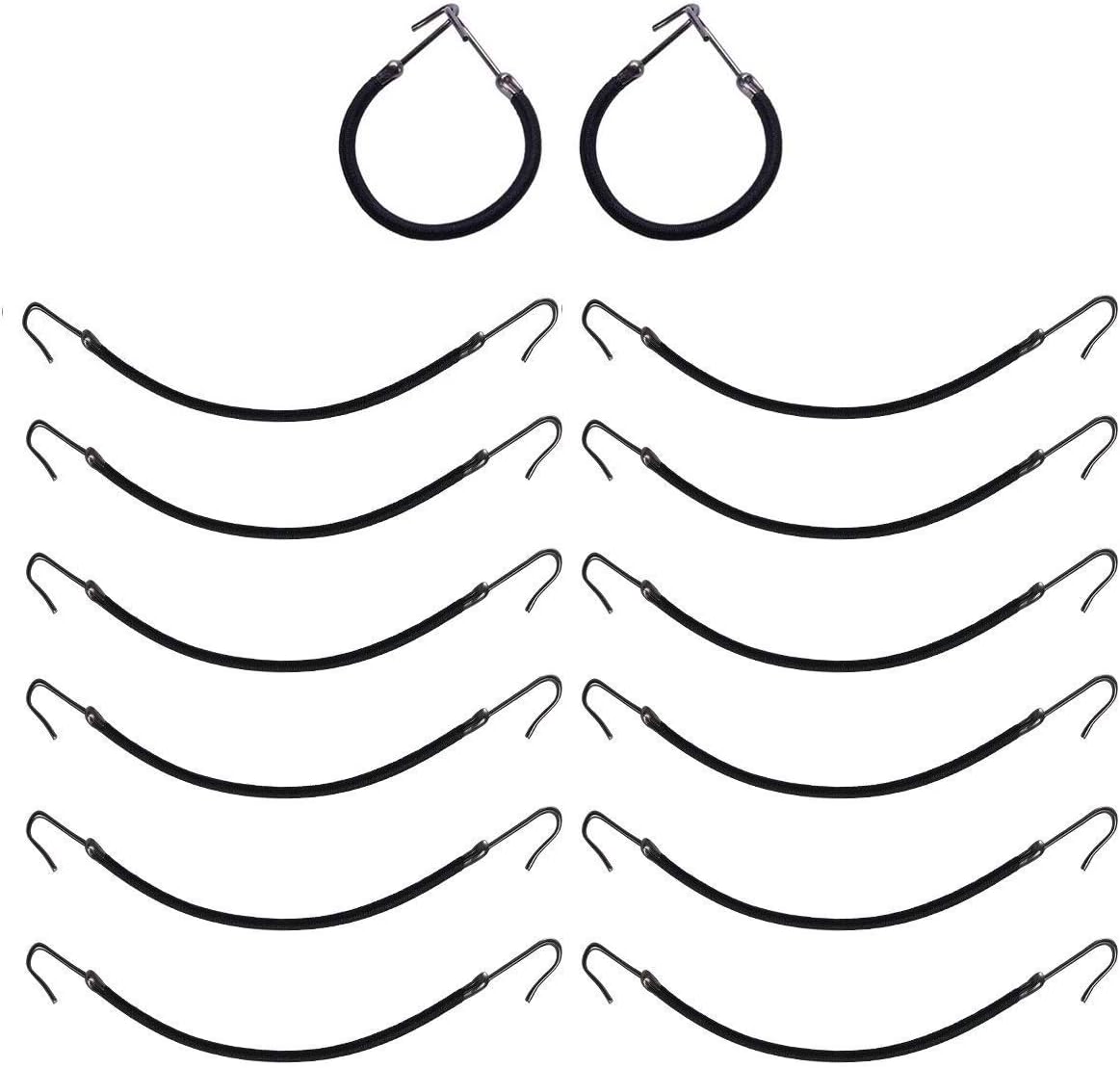 20pcs Bungee Hair Ties with Hooks - Elastic Hair Bands, Ponytail Holders, Hair Wraps
