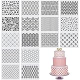 16 Pieces Cake Decoration Stencils Templates Floral Wedding Cake Molds Cookie Fondant Dessert Decorating Supplies Spray Flower Edge Molding Baking Mesh Tool Cake Decoration (Cute Style)