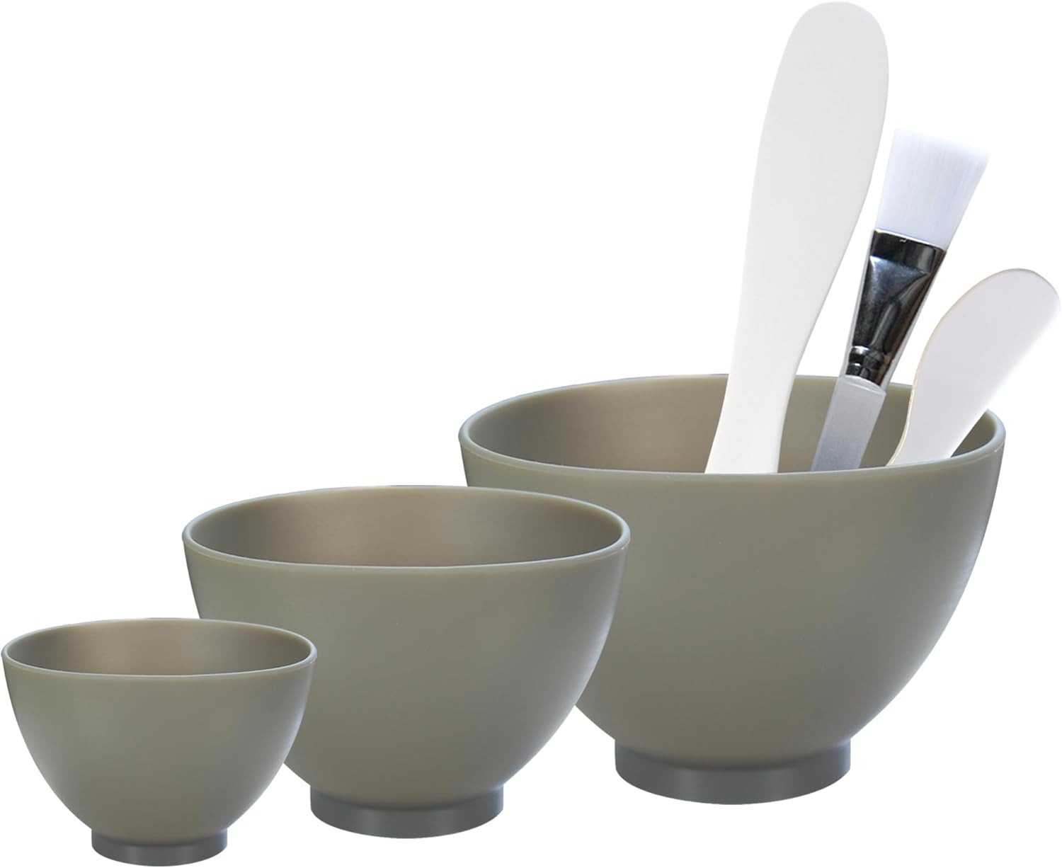 APPEARUS Facial Mask Silicone Mixing Bowl Set – 6-Piece Spa Skincare Kit with 3 Mixing Bowls, Brush & Spatulas – Reusable, Microwave & Dishwasher Safe – Dark Gray