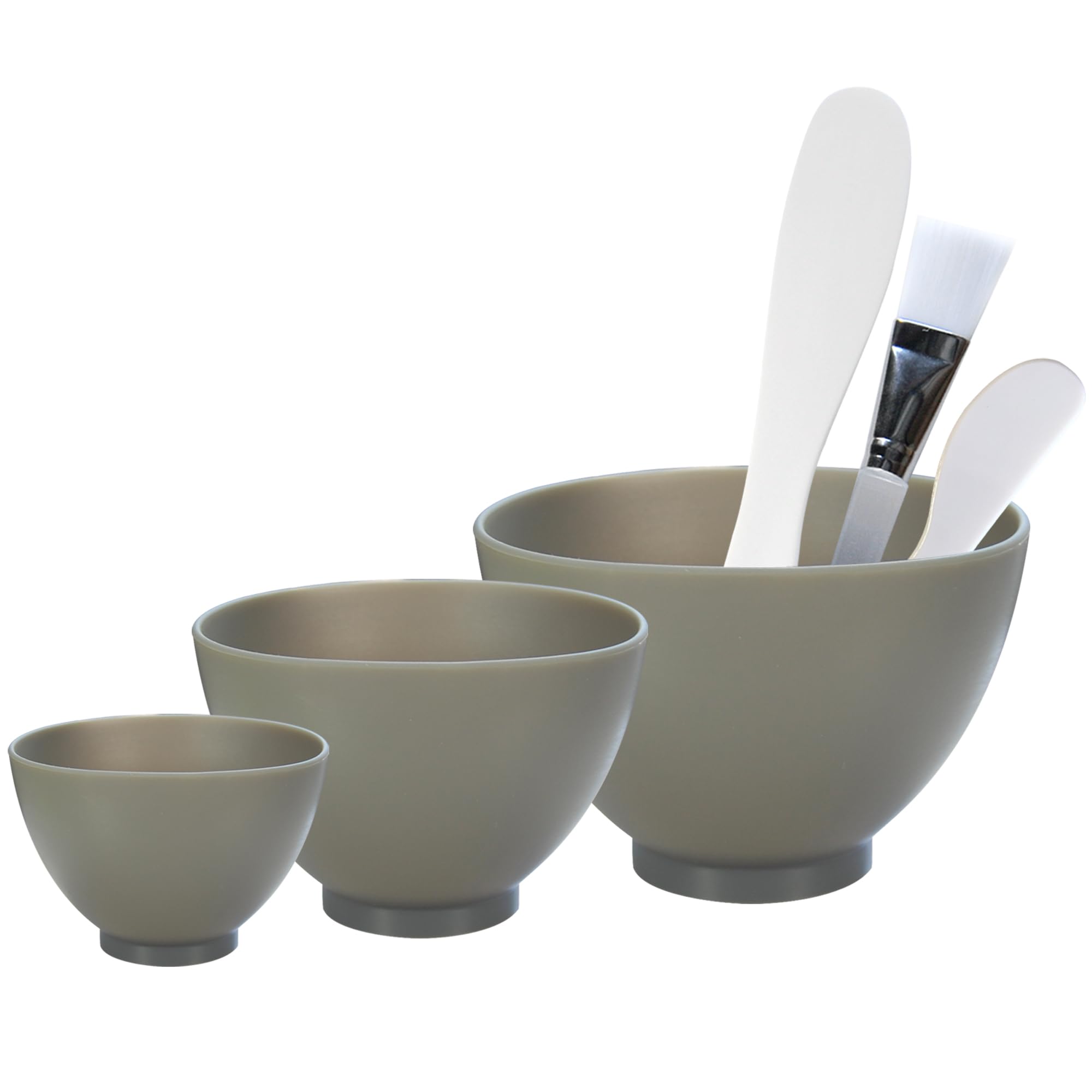 APPEARUS Facial Mask Silicone Mixing Bowl Set – 6-Piece Spa Skincare Kit with 3 Mixing Bowls, Brush & Spatulas – Reusable, Microwave & Dishwasher Safe – Dark Gray
