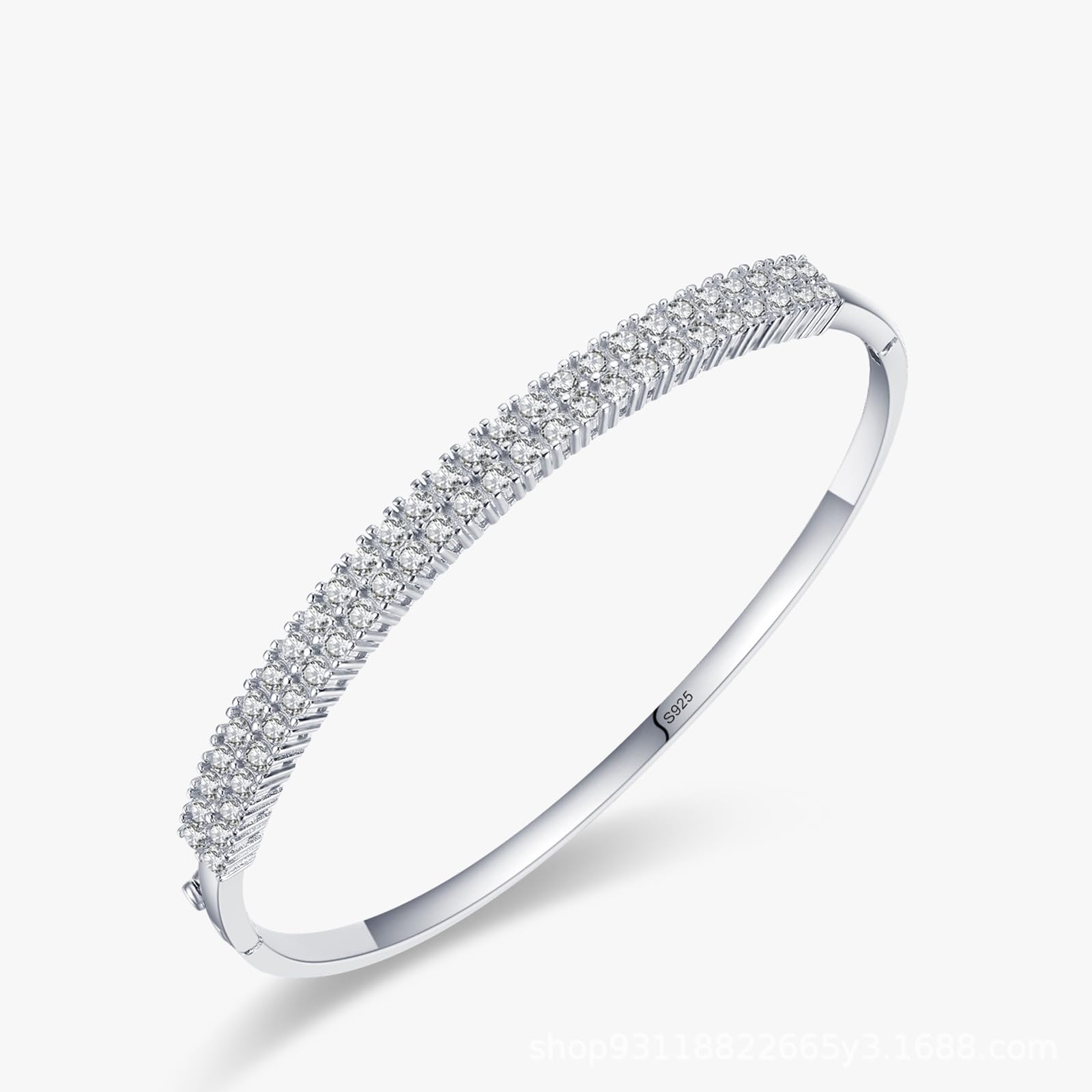 Pulseras de plata de ley 925 con circonita cúbica, pulseras de moda de canal de plata para novia, esposa, ella, adecuada para aniversario